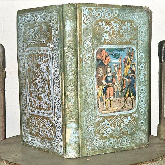 Antique 1856 French Gilded Cartonnage Book Decorative Gilt Romantic Cardboard - Picture 3 of 10
